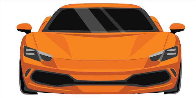 Vector realista aislado coche 3d de color naranja deporte con gradiente y vista trasera