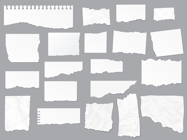 Vector realista de cuaderno de notas de papel rasgado