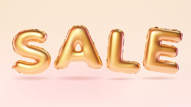 Vector realista y detallado del conjunto de globos 3D Golden SALE