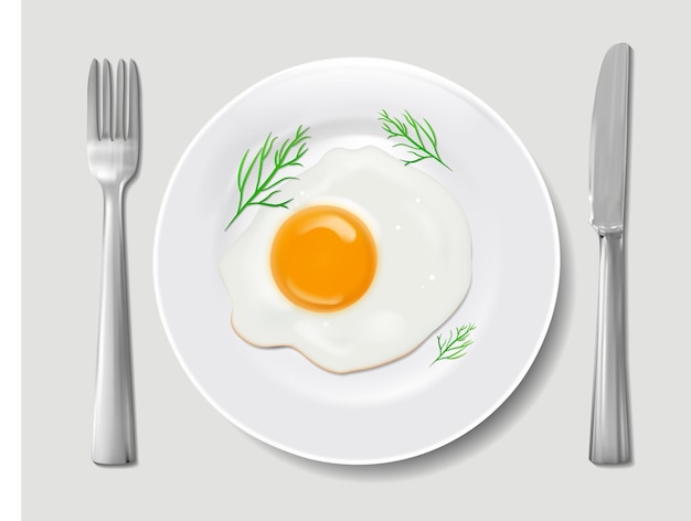 Vector realista y detallado de huevos fritos en 3D