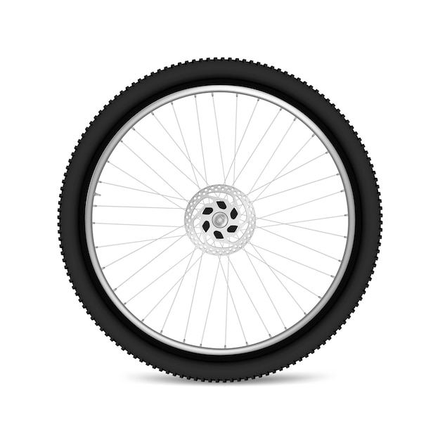 Vector realista y detallado de ruedas de neumáticos de bicicletas negras en 3D