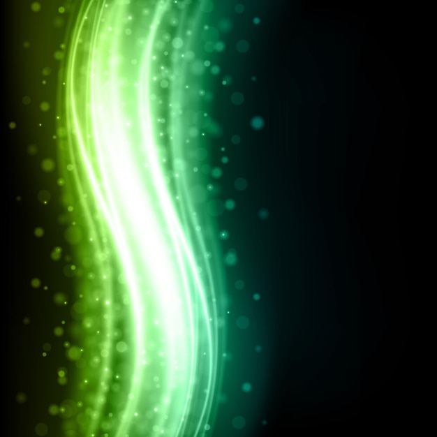 Vector vector realista de fondo digital de ciberespacio de alta tecnología de línea vertical iluminada curva verde neón