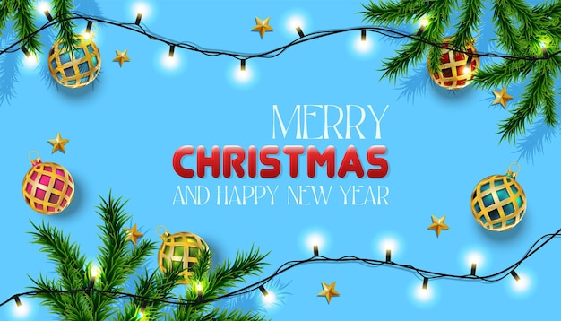 Vector realista Navidad y año nuevo fondo banner flyer tarjeta postal postal o cuadrado