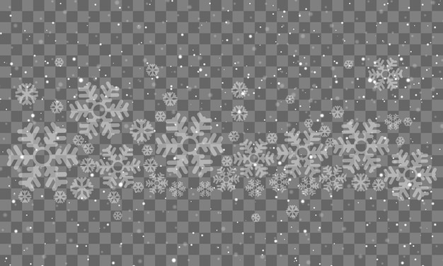 Vector realista nieve que cae con efecto de luz de copos de nieve blancos