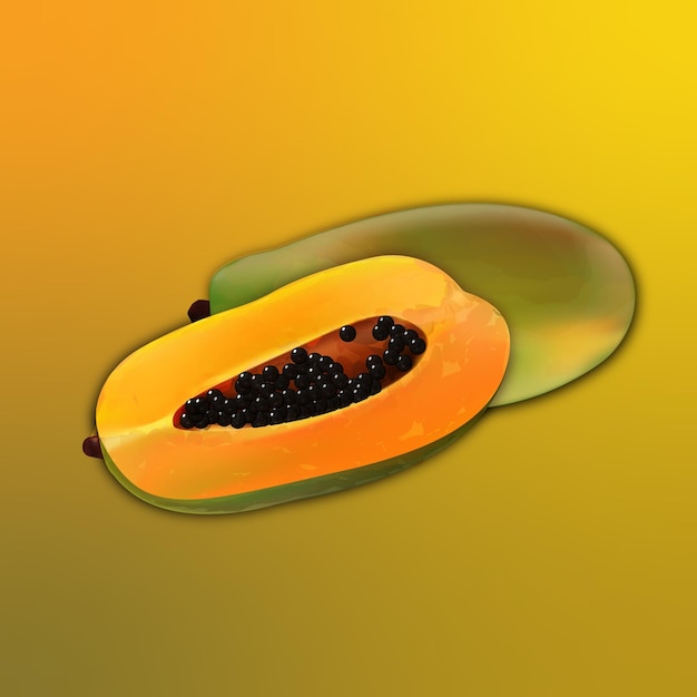 Vector vector realista de la papaya frutal