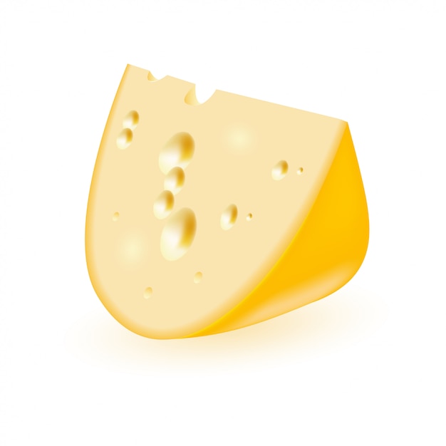 Vector realista pieza triangular de queso.