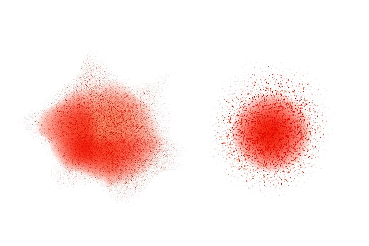 Vector vector realista de pimienta de chile en polvo, pimentón de páprica, salpicaduras de especias, elementos aislados sobre un fondo blanco
