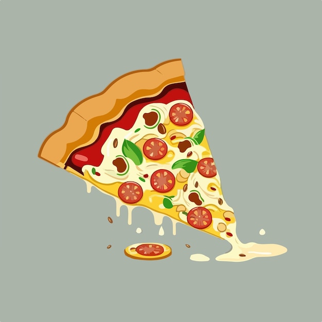 Vector la rebanada de pizza estilo de dibujos animados ilustración plana