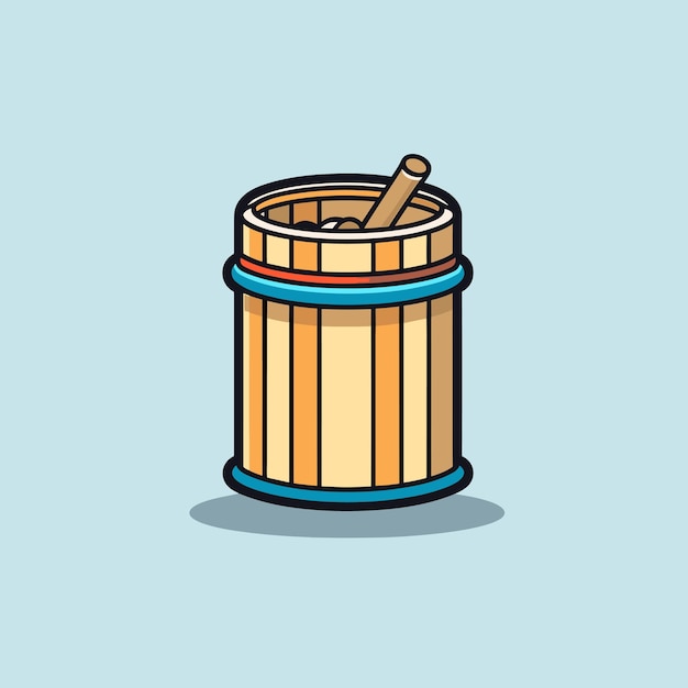 Vector de un recipiente de madera con un cigarrillo en su interior que representa un icono vectorial