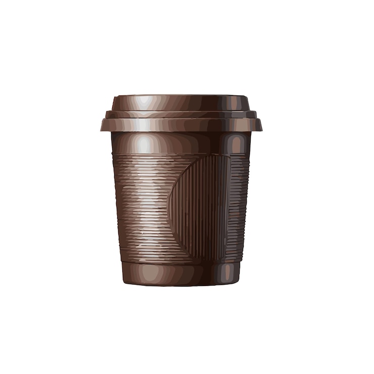 Vector vector de recipiente de plástico de café aislado sobre un fondo blanco
