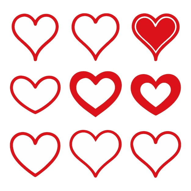 Vector de recogida de juegos de corazones dibujados a mano