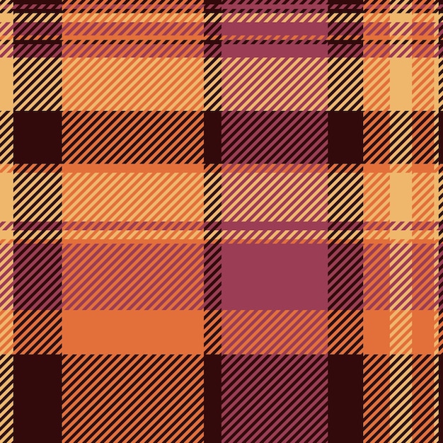 Vector rectangular tela sin costuras traje patrón a cuadros comprobación de la creación de textura de fondo textil tartan en colores naranja y oscuro