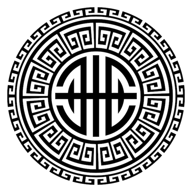 Vector redondo elemento étnico circular ornamento nacional mongol plantillas de diseño decorativo