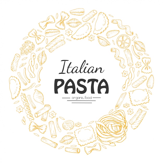 Vector redondo marco de pasta italiana