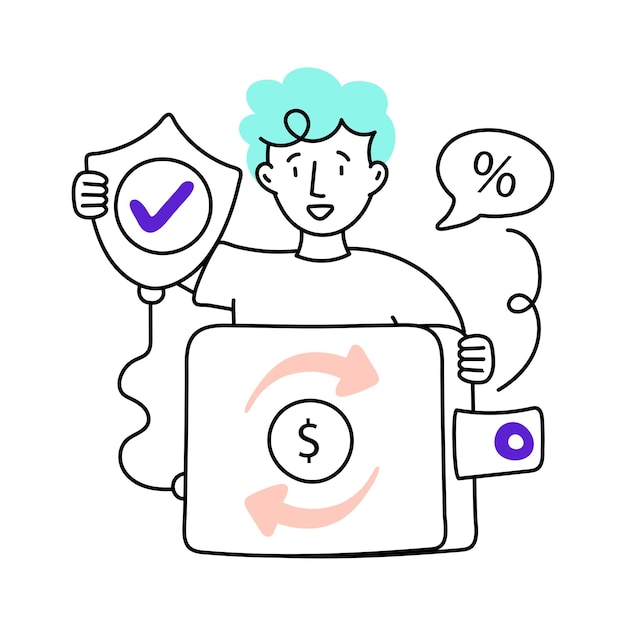 Vector de reembolso de la oferta con ilustración mínima coloreada en el archivo EPS 10