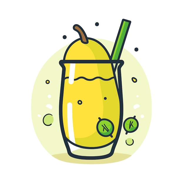 Vector de un refrescante vaso de limonada con una pajita colorida