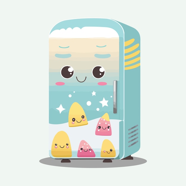 Vector vector refrigerador lindo estilo de dibujos animados