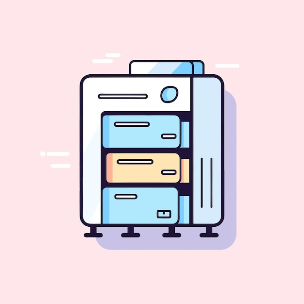 Vector de un refrigerador lleno de imanes en un vector de pared rosado ico