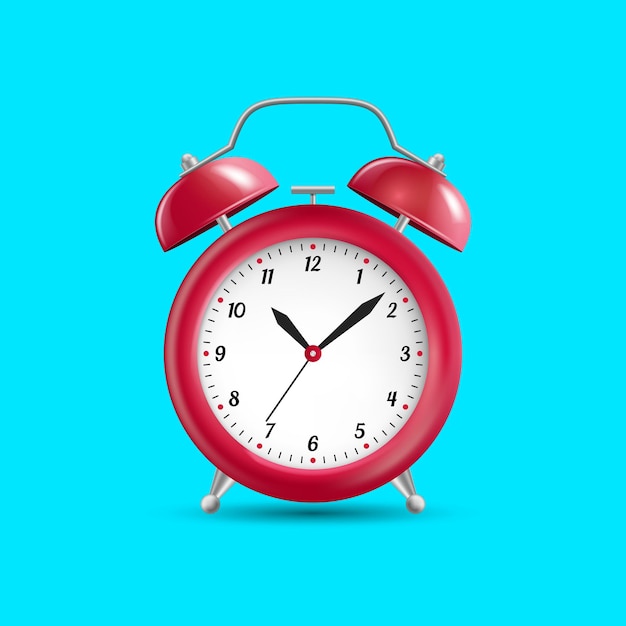 Vector de reloj de alarma de colores vintage 3D realista y detallado