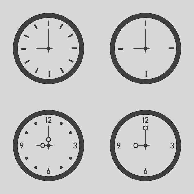 vector de reloj de pared negro