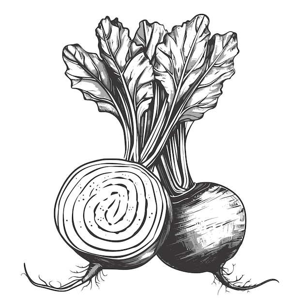 Vector vector remolacha boceto de verduras orgánicas ilustración de estilo dibujado a mano