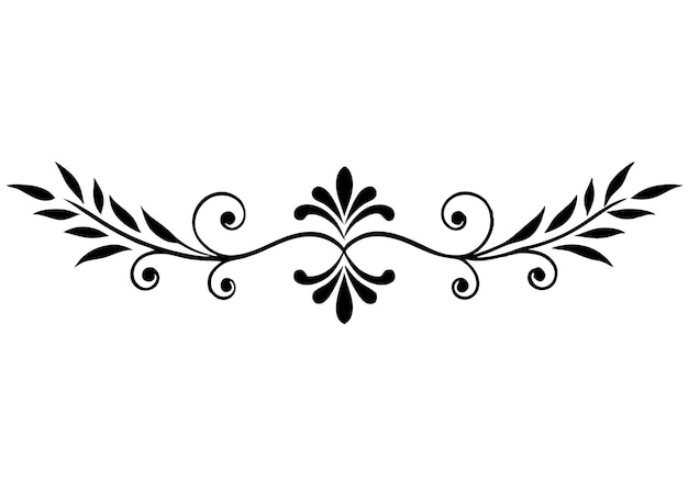 Vector de remolinos y bordes florales decorativos dibujados a mano