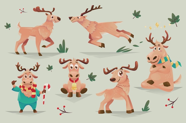 Vector vector de rendeer der cartoon illustration collection