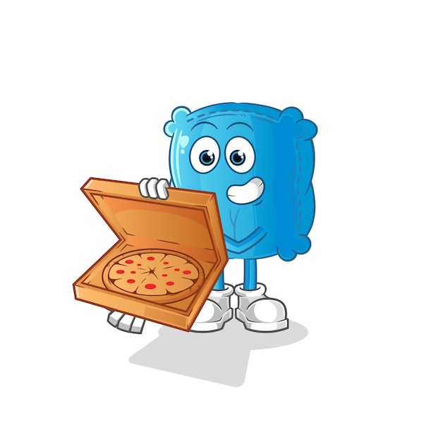 Vector de repartidor de pizza de almohada. personaje animado
