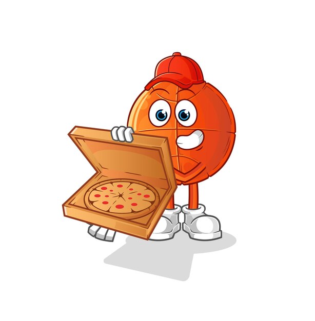 Vector de repartidor de pizza de baloncesto. personaje animado