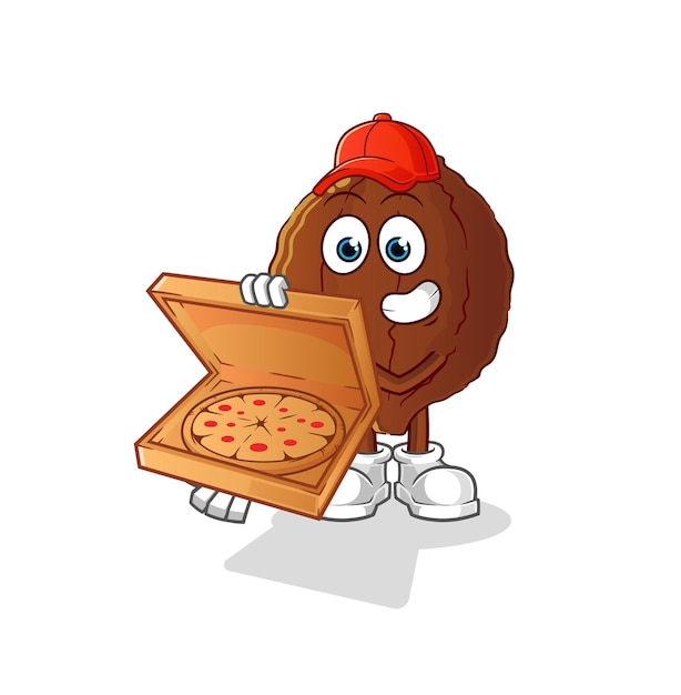 Vector de repartidor de pizza de cacao. personaje animado