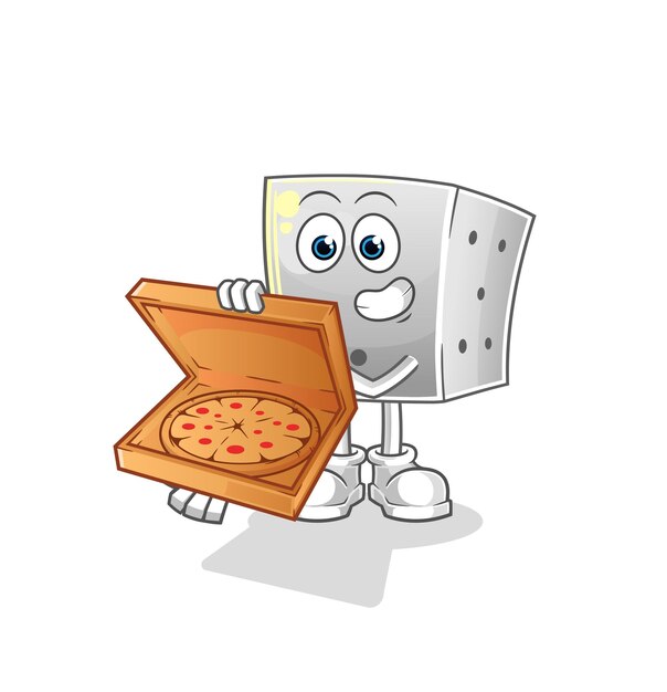 Vector de repartidor de pizza de dados. personaje animado