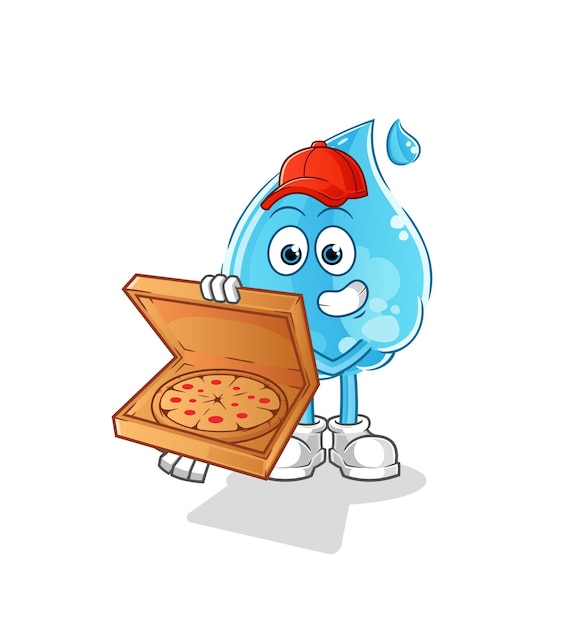 Vector de repartidor de pizza de gota de agua. personaje animado