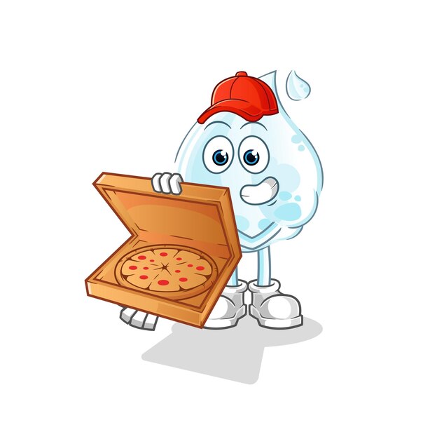 Vector de repartidor de pizza de gota de leche. personaje animado