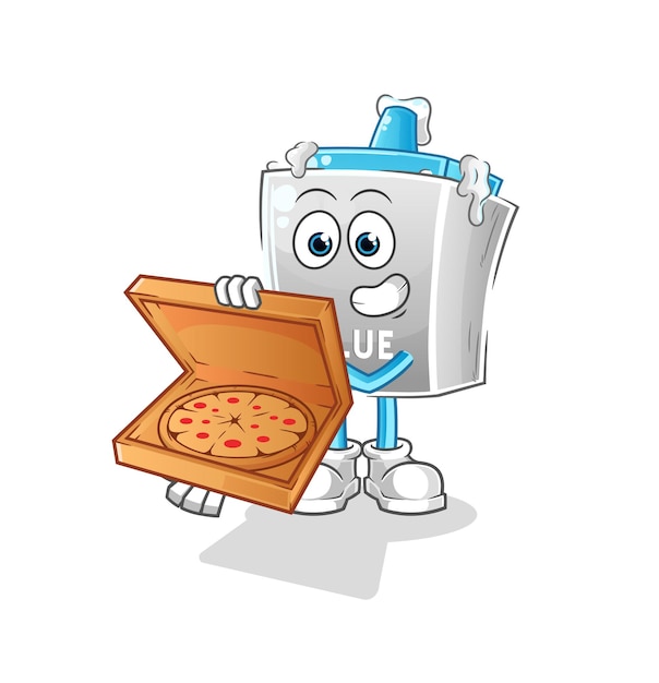 Vector de repartidor de pizza de pegamento. personaje animado