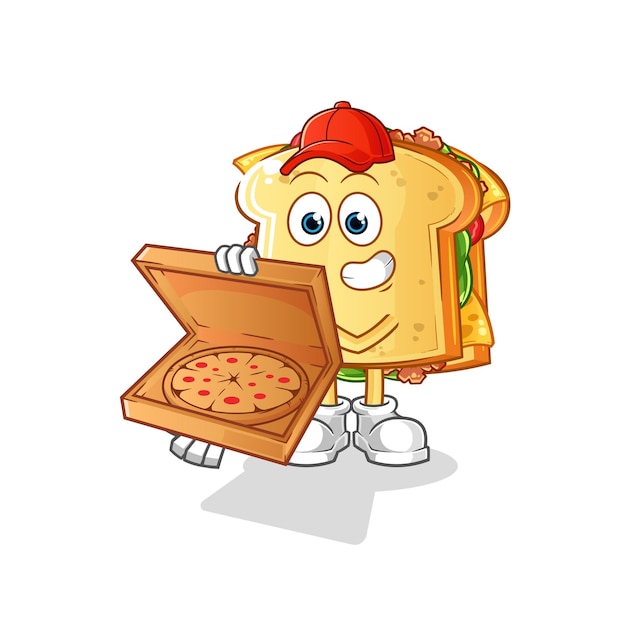 vector de repartidor de pizza sándwich. personaje animado