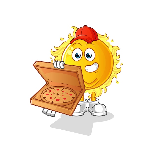 Vector de repartidor de pizza de sol. personaje animado