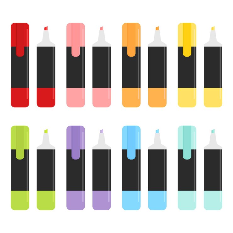 Vector vector de resaltador colores de colores el resaltador puede dibujar resaltados en libros de texto o notas