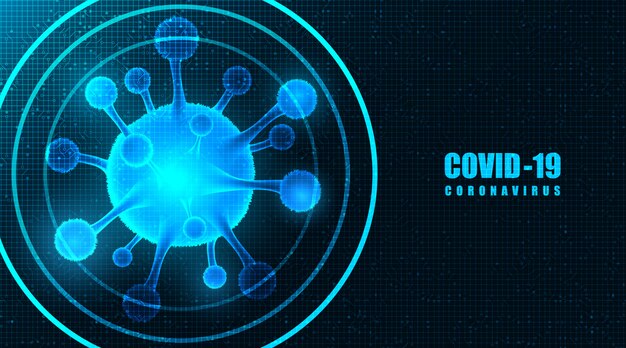 Vector Research Coronavirus 2019-nCoV sobre antecedentes futuristas, atención médica y concepto de microbiología, diseño para el brote de COVID-19.
