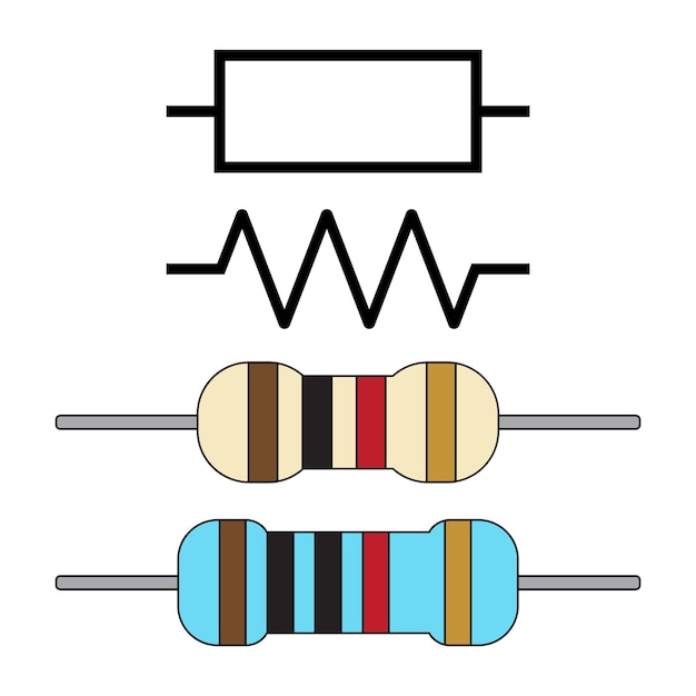 Vector de resistencia e ilustración con símbolo. Componente electrónico. Ciencias de la educación física.