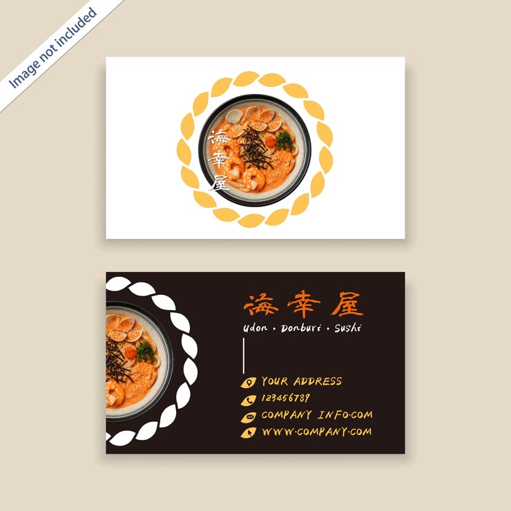 Vector_restaurante japonés esquema de colores naranja tarjeta de visita
