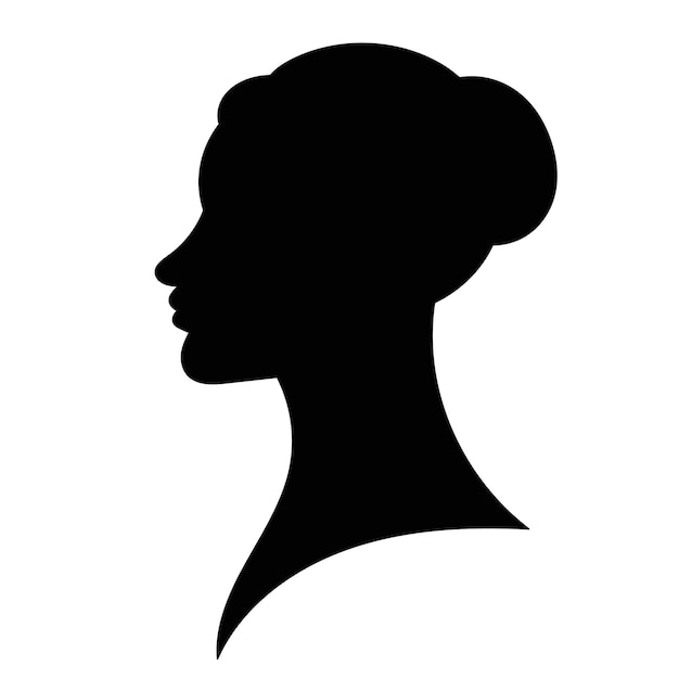 Vector vector de retrato de mujer de silueta negra