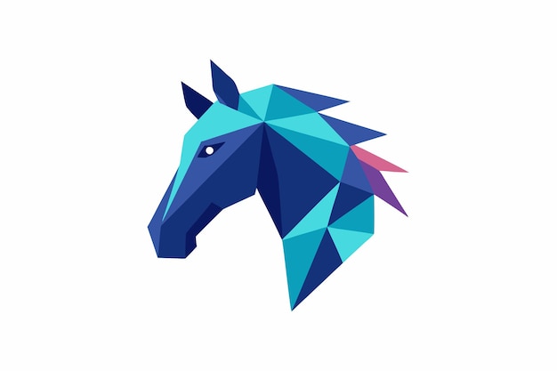 Vector de retratos geométricos de caballos sobre un fondo blanco