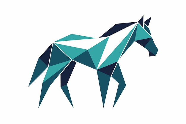 Vector de retratos geométricos de caballos sobre un fondo blanco