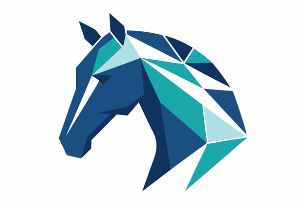Vector de retratos geométricos de caballos sobre un fondo blanco
