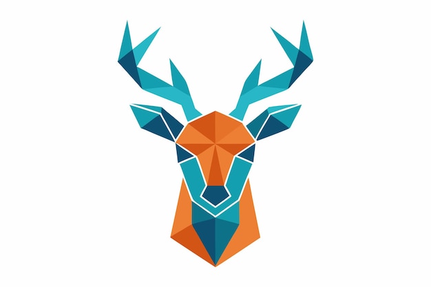 Vector de retratos geométricos de ciervos sobre un fondo blanco