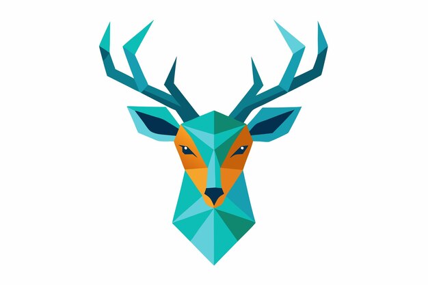 Vector de retratos geométricos de ciervos sobre un fondo blanco