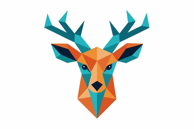 Vector de retratos geométricos de ciervos sobre un fondo blanco