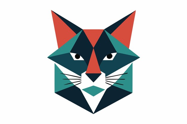 Vector de retratos geométricos de gatos sobre un fondo blanco