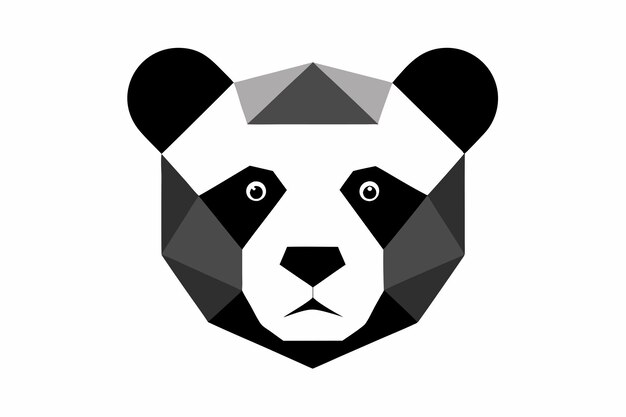 Vector de retratos geométricos de panda sobre un fondo blanco