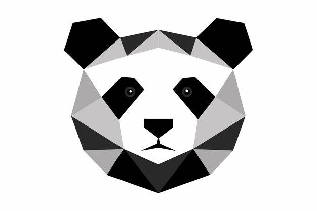 Vector de retratos geométricos de panda sobre un fondo blanco